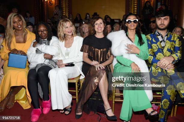 Laverne Cox, Whoopi Goldberg, Meg Ryan, Molly Shannon, Cardi B and Brad Walsh attend the Christian Siriano fashion show during New York Fashion Week...