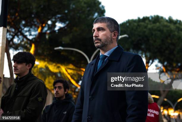 The national secretary and premier candidate of CasaPound Italia for the upcoming policies of 4 March 2018, Simone Di Stefano during the...