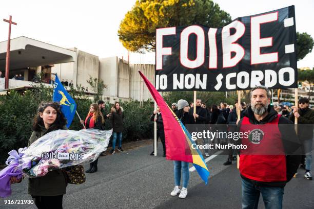 The far-right movement Casapound marched in Rome, Italy, Saturday, February 10, 2018 to remember the 'Foibe' massacres of Italians in northeast...