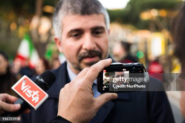 The national secretary and premier candidate of CasaPound Italia for the upcoming policies of 4 March 2018, Simone Di Stefano during the...