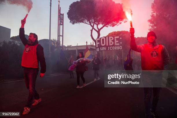 The far-right movement Casapound marched in Rome, Italy, Saturday, February 10, 2018 to remember the 'Foibe' massacres of Italians in northeast...