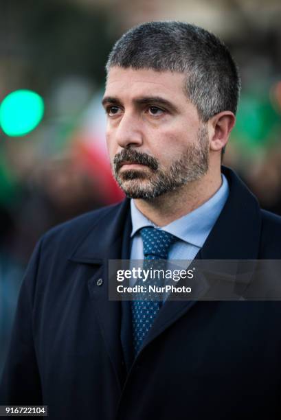 The national secretary and premier candidate of CasaPound Italia for the upcoming policies of 4 March 2018, Simone Di Stefano during the...