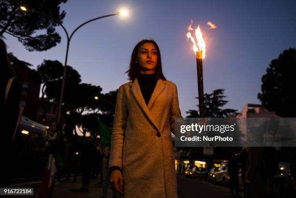 The far-right movement Casapound marched in Rome, Italy, Saturday, February 10, 2018 to remember the 'Foibe' massacres of Italians in northeast...