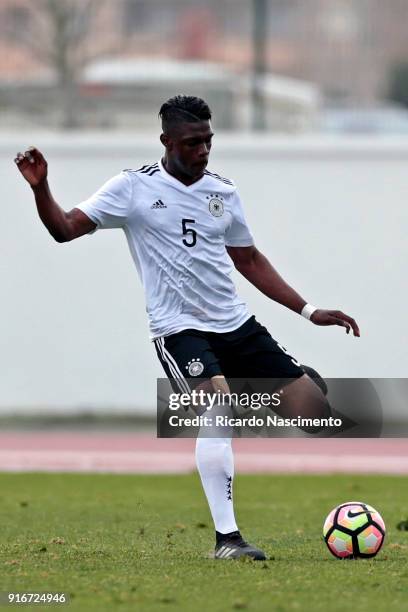 Kevin Bukusu of Germany U17 during U17-Juniors Algarve Cup match between U17 Netherlands and U17 Germany at Lagos Stadium on February 9, 2018 in...