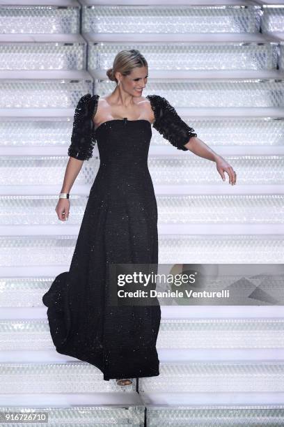 Michelle Hunziker attends the closing night of the 68. Sanremo Music Festival on February 10, 2018 in Sanremo, Italy.