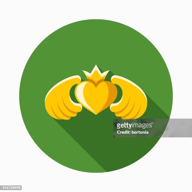 claddagh flat design st. patrick's day icon - claddagh stock illustrations