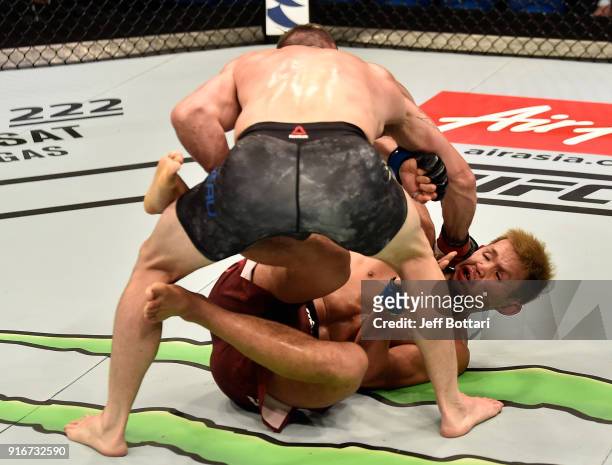 Luke Jumeau of New Zealand punches Daichi Abe of Japan in their welterweight bout during the UFC 221 event at Perth Arena on February 11, 2018 in...