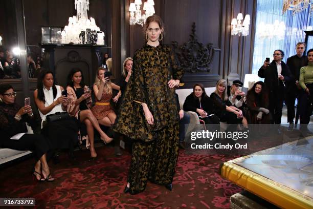 Model takes part in the Jasmine Chong x GBGH Fall 2018 New York Fashion Week Presentation at Baccarat Hotel on February 10, 2018 in New York City.