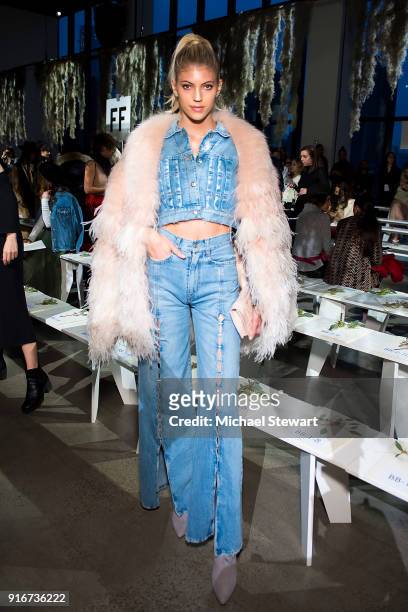 Devon Windsor attends the Jonathan Simkhai fashion show during New York Fashion Week at Gallery I at Spring Studios on February 10, 2018 in New York...
