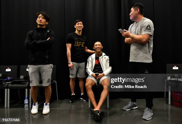 Dong Hyun Kim of South Korea relaxes backstage during the UFC 221 event at Perth Arena on February 11, 2018 in Perth, Australia.