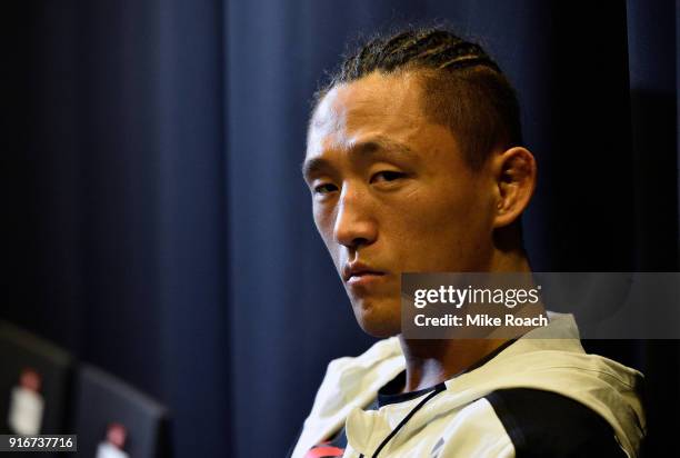 Dong Hyun Kim of South Korea relaxes backstage during the UFC 221 event at Perth Arena on February 11, 2018 in Perth, Australia.