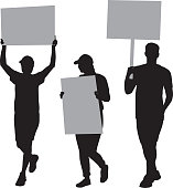 Three People Protesting Silhouettes