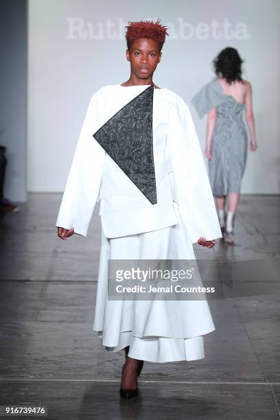 Model walks the runway for Ruth Zabetta Couture during the CAAFD Emerging Designer Collective at New York Fashion Week: The Shows at at Industria...