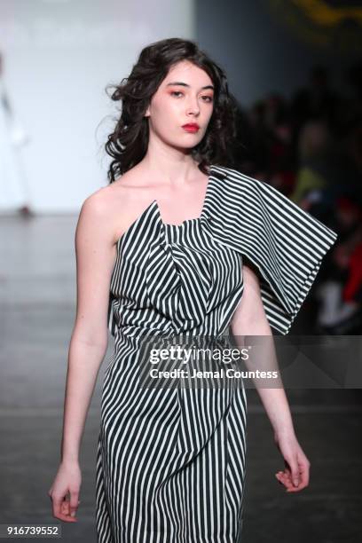 Model walks the runway for Ruth Zabetta Couture during the CAAFD Emerging Designer Collective at New York Fashion Week: The Shows at at Industria...