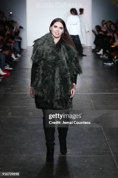 Designer Ruth Zabetta walks the runway for Ruth Zabetta Couture during the CAAFD Emerging Designer Collective at New York Fashion Week: The Shows at...