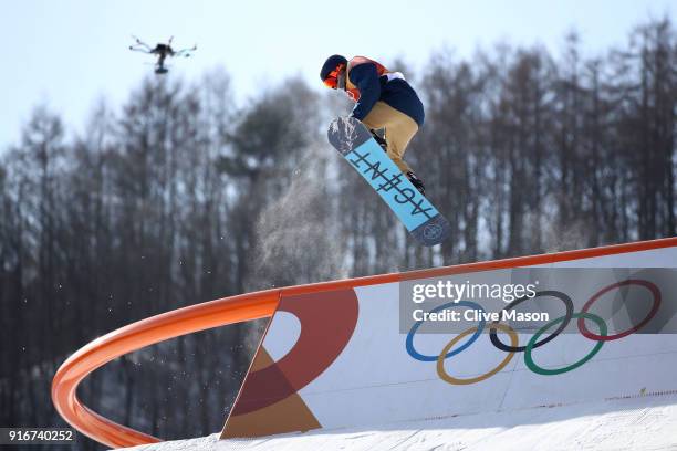 Seppe Smits of Belgium competes during the Snowboard Men's Slopestyle Final on day two of the PyeongChang 2018 Winter Olympic Games at Phoenix Snow...