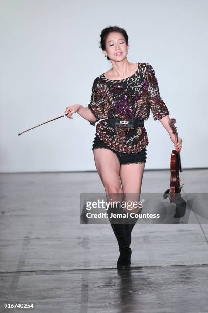 Musician performs on stage for the CAAFD Emerging Designer Collective during New York Fashion Week: The Shows at at Industria Studios on February 10,...