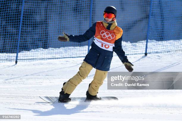 Seppe Smits of Belgium reacts during the Snowboard Men's Slopestyle Final on day two of the PyeongChang 2018 Winter Olympic Games at Phoenix Snow...