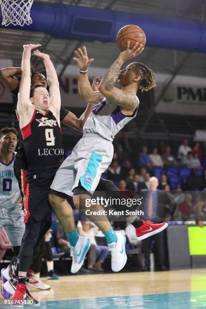 Williams of the Greensboro Swarm goes to the basket against the Erie BayHawks on February 10, 2018 in Greensboro, North Carolina. NOTE TO USER: User...