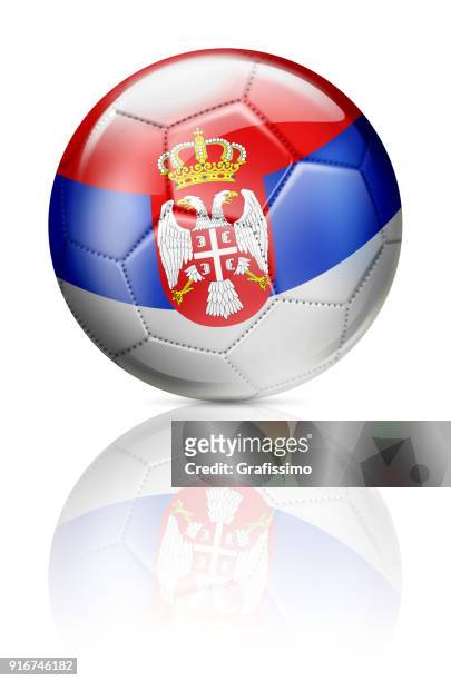 白で隔離セルビア国旗とセルビア サッカー ボール - serbian flag点のイラスト素材／クリップアート素材／マンガ素材／アイコン素材