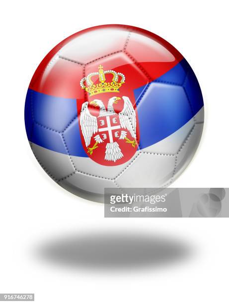 serbia soccer ball with serbian flag isolated on white - serbian flag stock illustrations