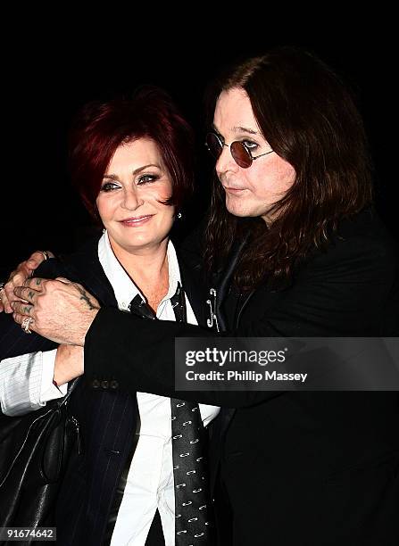 Sharon Osbourne and Ozzy Osbourne appear on "The Late Late Show" at RTE Studios on October 9, 2009 in Dublin, Ireland.