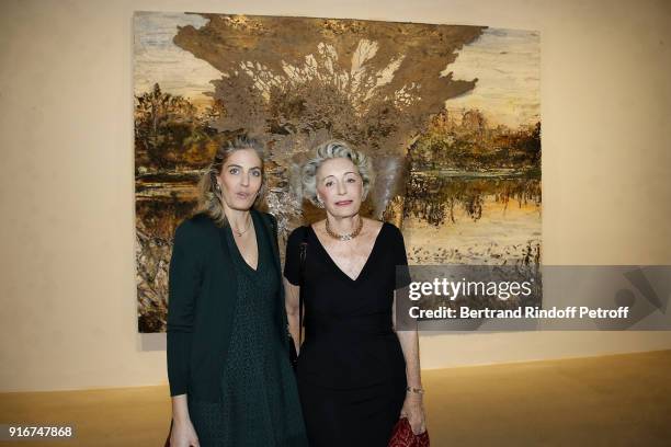 Ondine de Rothschild and Ariane Dandois attend the "Fur Andrea Emo" Anselm Kiefer's Exhibition at Thaddeus Ropac Gallery on February 10, 2018 in...