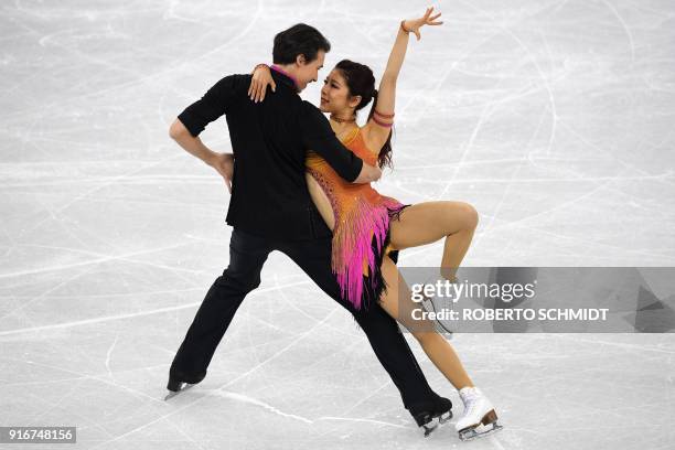 Japan's Kana Muramoto and Japan's Chris Reed compete in the figure skating team event ice dance short dance during the Pyeongchang 2018 Winter...