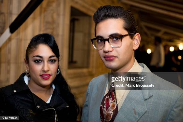 Daisy Durham and Lewis Durham of Kitty Daisy And Lewis posing before the show at the Royal Albert Hall on October 9, 2009 in London, England.