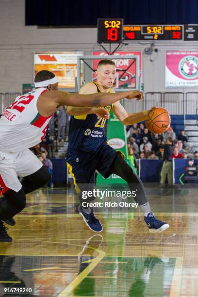 Jarrod Uthoff of the Fort Wayne Mad Ants handles the ball against the Maine Red Claws during the NBA G-League on February 10, 2018 at the Portland...