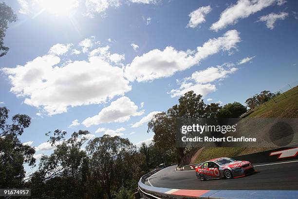 Craig Lowndes drives the Team Vodafone Ford during pratice for the Bathurst 1000, which is round 10 of the V8 Supercars Championship Series at Mount...