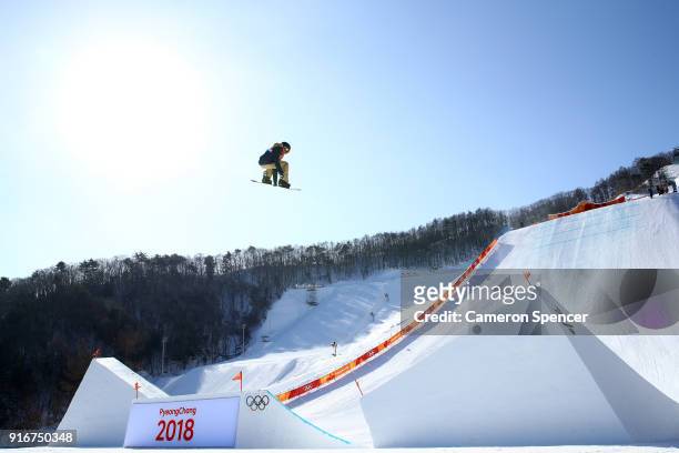 Seppe Smits of Belgium competes during the Snowboard Men's Slopestyle Final on day two of the PyeongChang 2018 Winter Olympic Games at Phoenix Snow...