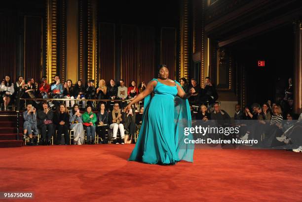 Actress Danielle Brooks walks the runway for the Christian Siriano fashion show during New York Fashion Week at the Grand Lodge on February 10, 2018...