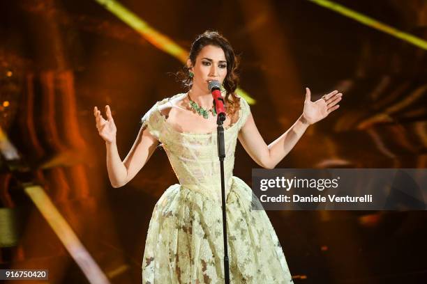 Nina Zilli attends the closing night of the 68. Sanremo Music Festival on February 10, 2018 in Sanremo, Italy.