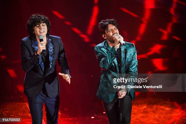 Ermal Meta and Fabrizio Moro attend the closing night of the 68. Sanremo Music Festival on February 10, 2018 in Sanremo, Italy.