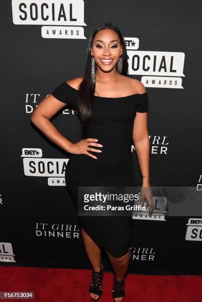 Jasmine Luv attends BET's Social Awards 2018 - It Girls Welcome Dinner on February 10, 2018 in Atlanta, Georgia.