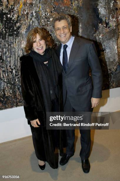 Maya de Rossi and Nicolas Kugel attend the "Fur Andrea Emo" Anselm Kiefer's Exhibition at Thaddeus Ropac Gallery on February 10, 2018 in Paris,...