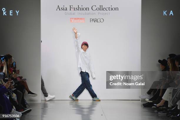 Designer Key Chow walks the runway for Ka Wa Key at Asia Fashion Collection during New York Fashion Week: The Shows Gallery II at Spring Studios on...