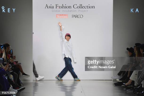Designer Key Chow walks the runway for Ka Wa Key at Asia Fashion Collection during New York Fashion Week: The Shows Gallery II at Spring Studios on...