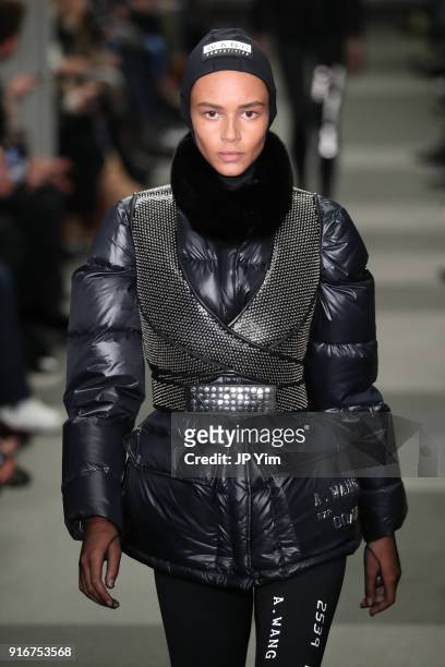 Binx Walton walks the runway at Alexander Wang during New York Fashion Week at 4 Times Square on February 10, 2018 in New York City.