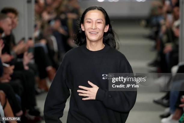 Designer Alexander Wang walks the runway at Alexander Wang during New York Fashion Week at 4 Times Square on February 10, 2018 in New York City.