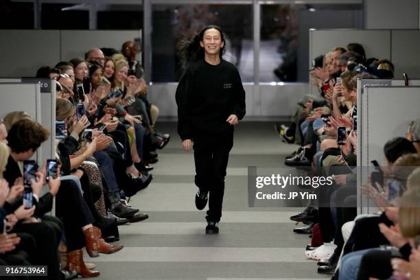 Designer Alexander Wang walks the runway at Alexander Wang during New York Fashion Week at 4 Times Square on February 10, 2018 in New York City.