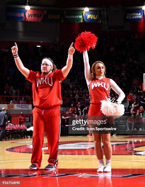 Western Kentucky Hilltoppers cheerleaders cheer for the crowd during a time out during the first half between the Florida International Golden...