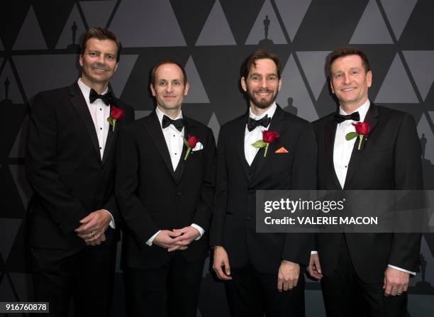 John Lynch, Mark Tucker, Jeff Lait, and Cristin Barghiel arrive for the Academy of Motion Picture Arts and Sciences' Scientific and Technical Awards...