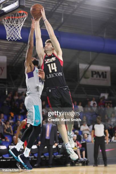 Beau Beech of the Erie BayHawks goes up for a dunk against the Greensboro Swarm on February 10, 2018 in Greensboro, North Carolina. NOTE TO USER:...