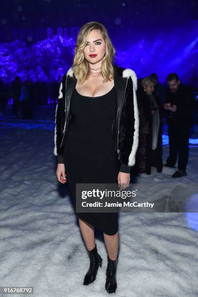 Maybelline New York hosts Kate Upton, Maya Jama and Victoria Justice front row, during the Phillipp Plein FW18 show at Duggal Greenhouse on February...