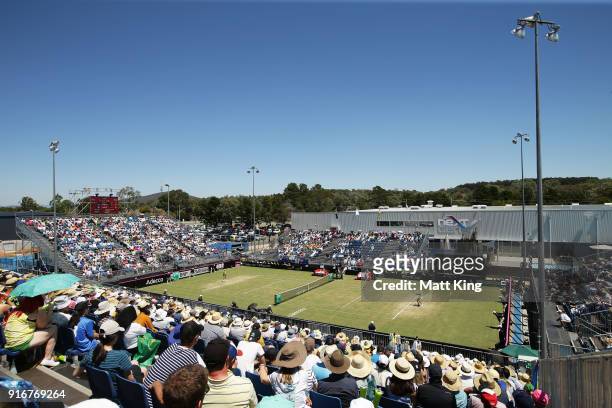 General view of the singles match between Daria Gavrilova of Australia and Nadiia Kichenok of Ukraine during the Fed Cup tie between Australia and...
