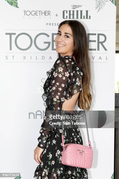 Counter Play cast member Mikaela Phillips attends the St Kilda Festival Together Events rooftop party on February 11, 2018 in Melbourne, Australia.