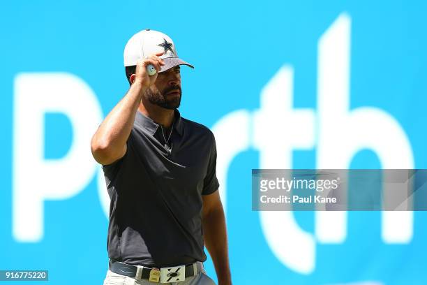 James Nitties of Australia walks from the 6th green after winning the round two match against Dimitrios Papadatos of Australia during day four of the...