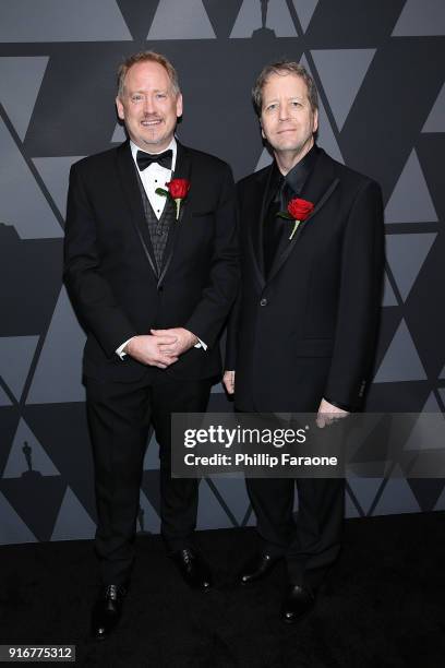 Jonathan Egstad and Bill Spitzak attend the Academy of Motion Picture Arts and Sciences' Scientific and Technical Awards Ceremony on February 10,...